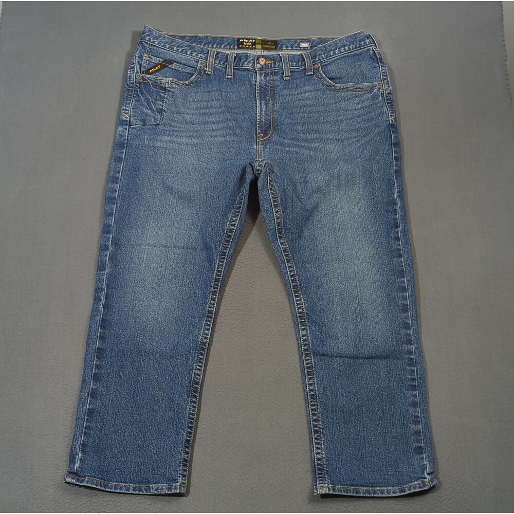 Ariat Rebar Jeans Men's 46x30 Blue M5 DuraStretch Edge Stackable Straight Leg